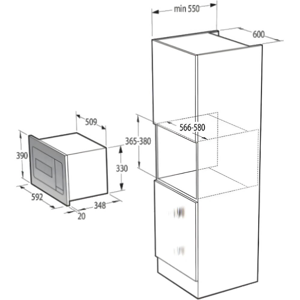 מיקרוגל בנוי אינטגרלי משולב גריל Gorenje BM235G1SYW מסדרת Simplicity - גימור זכוכית לבנה - יבואן רשמי