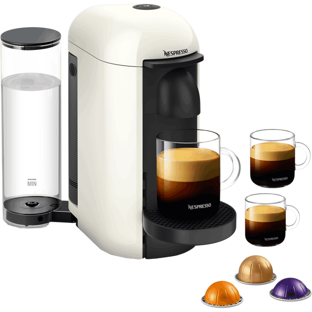 מכונת קפה Nespresso GCB2 Vertuo Plus - צבע לבן שנה אחריות ע"י היבואן הרשמי