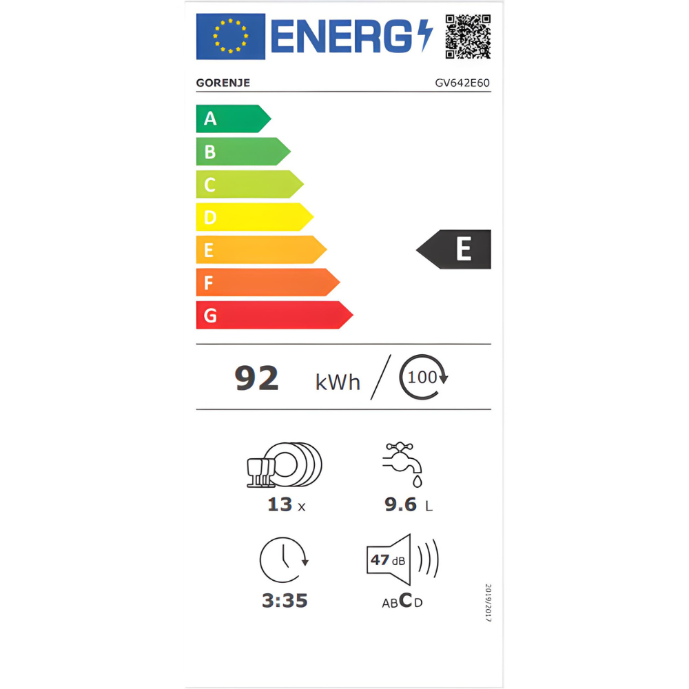 מדיח כלים אינטגרלי 13 מערכות כלים Gorenje GV642E60 - יבואן רשמי