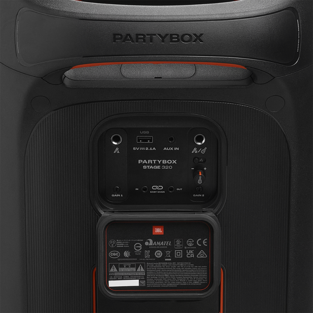 בידורית ניידת JBL PartyBox Stage 320 IPX4 240W -צבע שחור שנה אחריות ע"י - יבואן הרשמי