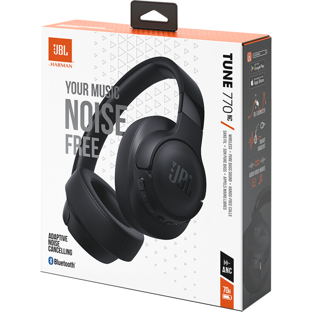אוזניות קשת אלחוטיות JBL Tune 770NC ANC - צבע שחור שנה אחריות ע"י - יבואן הרשמי