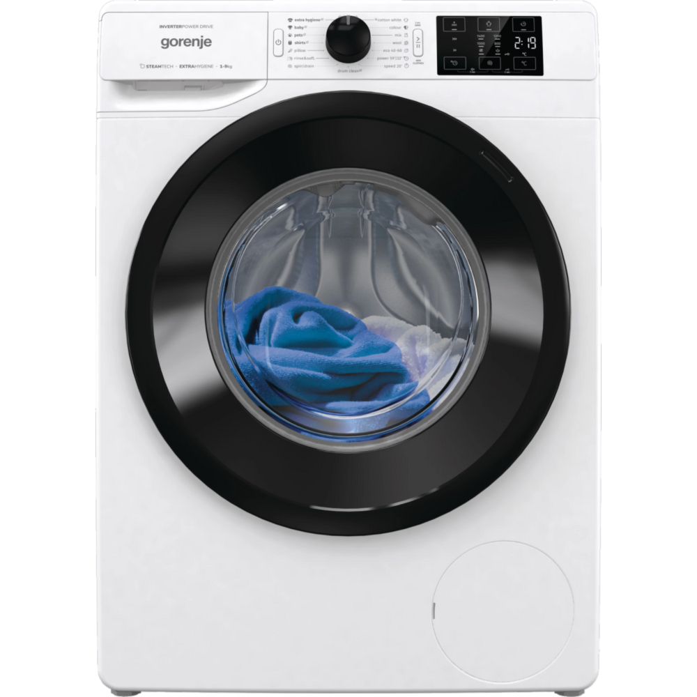 מכונת כביסה פתח חזית 9 ק"ג Gorenje WNEI94AS במהירות 1400 סל"ד - צבע לבן - יבואן רשמי