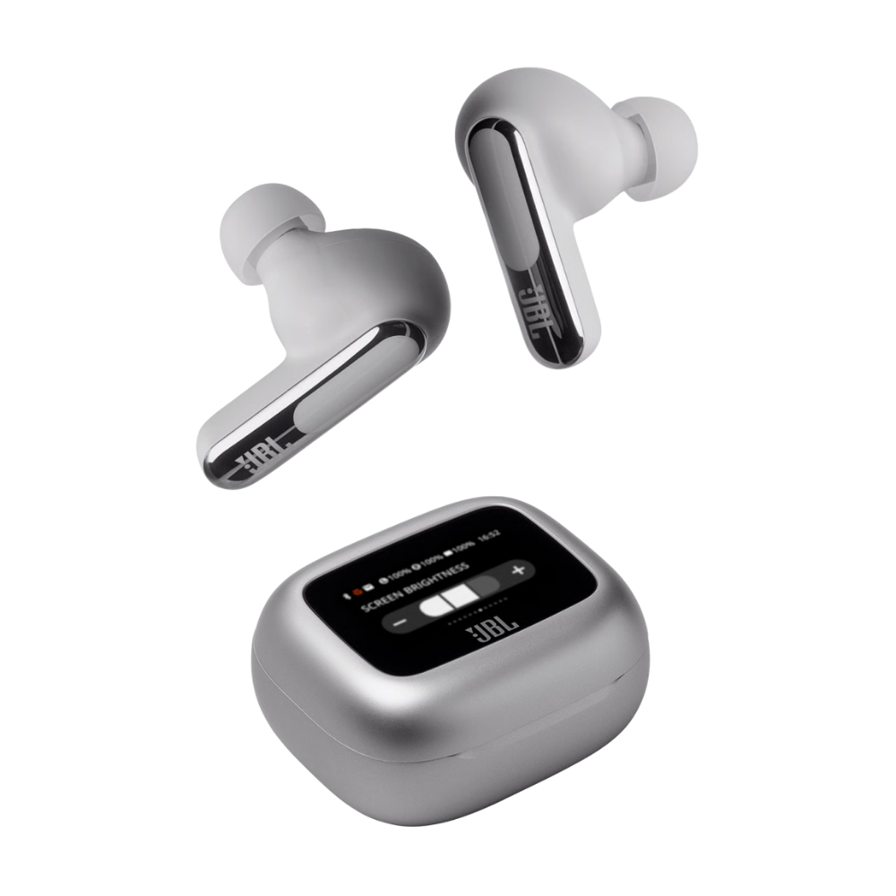 אוזניות אלחוטיות עם מארז טעינה חכם JBL Live Beam 3 TWS ANC IP55 - צבע כסוף שנה אחריות ע"י - יבואן הרשמי