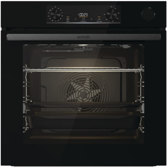 תנור אפיה בנוי 60 ס"מ 77 ליטר Gorenje OS84BG - גימור זכוכית שחורה - יבואן רשמי