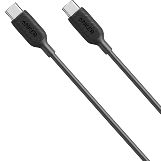כבל 1 מטר Anker Powerline USB-C to USB-C 60W - צבע שחור שנה אחריות ע"י - יבואן הרשמי