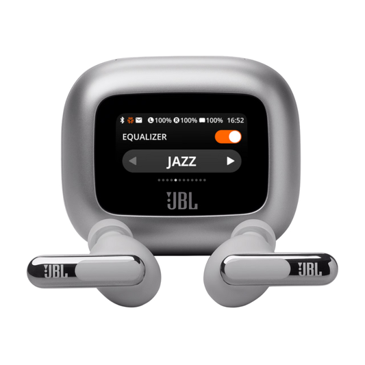 אוזניות אלחוטיות עם מארז טעינה חכם JBL Live Beam 3 TWS ANC IP55 - צבע כסוף שנה אחריות ע"י - יבואן הרשמי