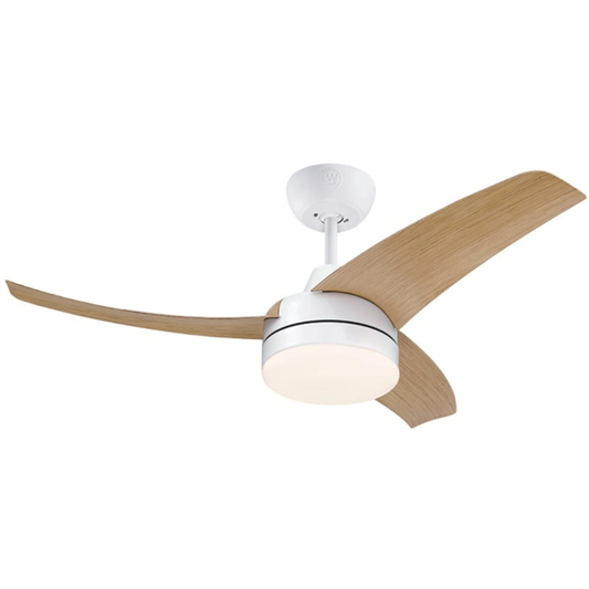 מאוורר תקרה Westinghouse Longwood 28W "42 - צבע לבן בשילוב אלון שנתיים אחריות ע"י - יבואן הרשמי