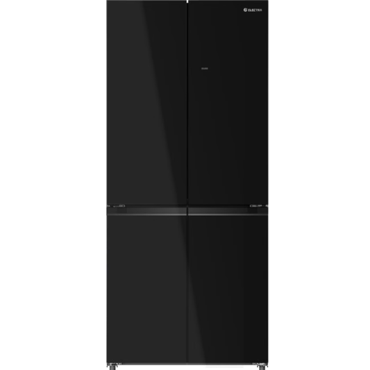 מקרר 4 דלתות מקפיא תחתון 502 ליטר נטו Electra EL5070GBL קו אפס עם ארונות מטבח - גימור זכוכית שחורה אחריות ע"י - יבואן הרשמי