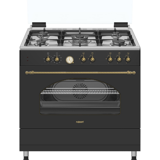 תנור עומד משולב 98 ליטר עיצוב כפרי 90 ס”מ שחור מט Fujicom - יבואן רשמי