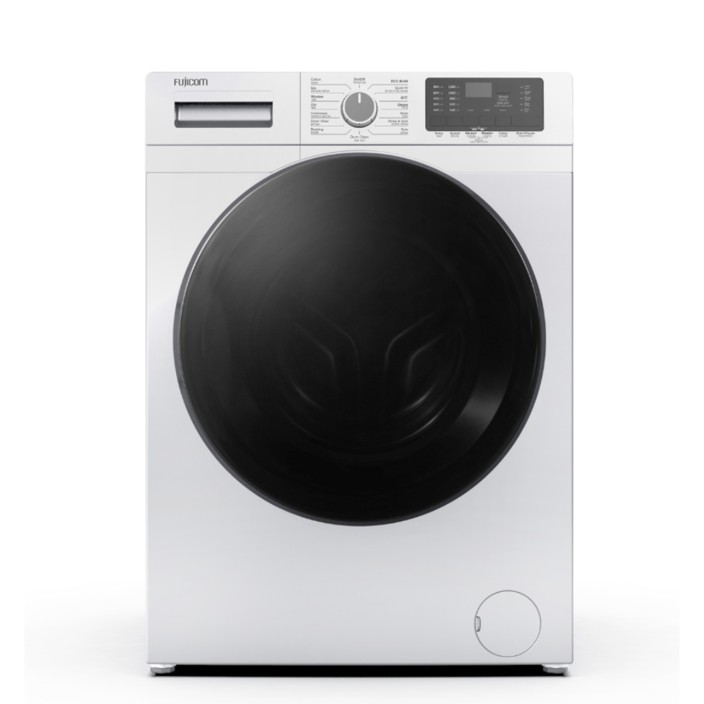 מכונת כביסה אינוורטר פתח חזית 10 ק''ג 1200 סל''ד Fujicom FJ-WM101W - צבע לבן - יבואן רשמי