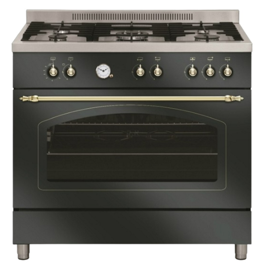תנור משולב כיריים גז - 5 להבות LaCasa LC9060RB שחור כפרי - יבואן רשמי