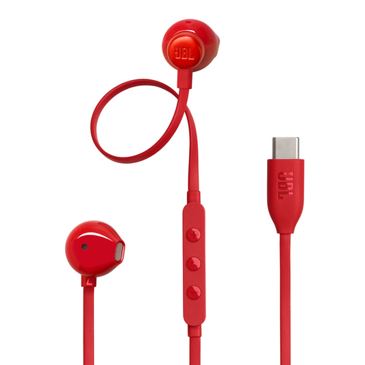 אוזניות JBL Tune T310C Type-C - צבע אדום שנה אחריות ע"י - יבואן הרשמי