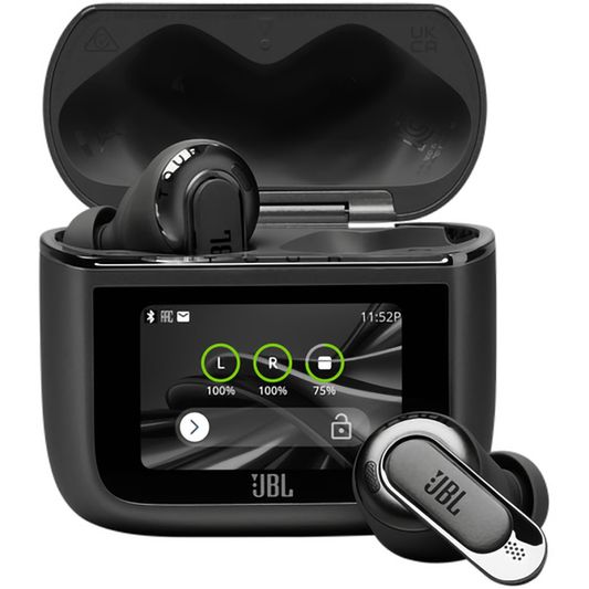 אוזניות אלחוטיות עם כיסוי חכם ומשתיק רעשים JBL Tour Pro 3 TWS - צבע שחור שנה אחריות ע"י - יבואן הרשמי