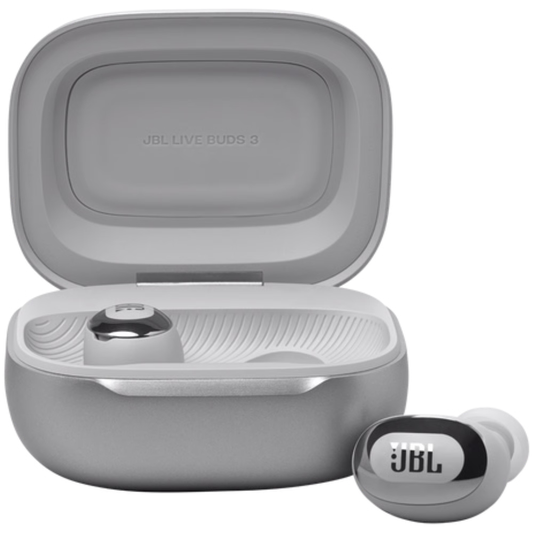אוזניות אלחוטיות JBL Live Buds 3 - צבע כסוף שנה אחריות ע"י - יבואן הרשמי