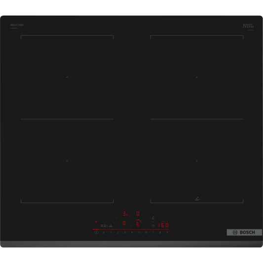כיריים אינדוקציה 4 מוקדי בישול 60 ס"מ Bosch PVQ631HC1E תוצרת ספרד - תלת פאזי - גימור שחור