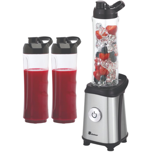 בלנדר שייקר TO GO עם שתי כוסות נשלפות Selmor SE-640 - צבע נירוסטה אחריות ע"י - יבואן הרשמי