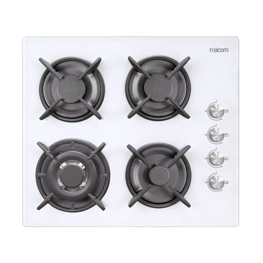 כיריים גז 60 ס''מ 4 להבות Fujicom FJ-GH755W - זכוכית לבנה - יבואן רשמי