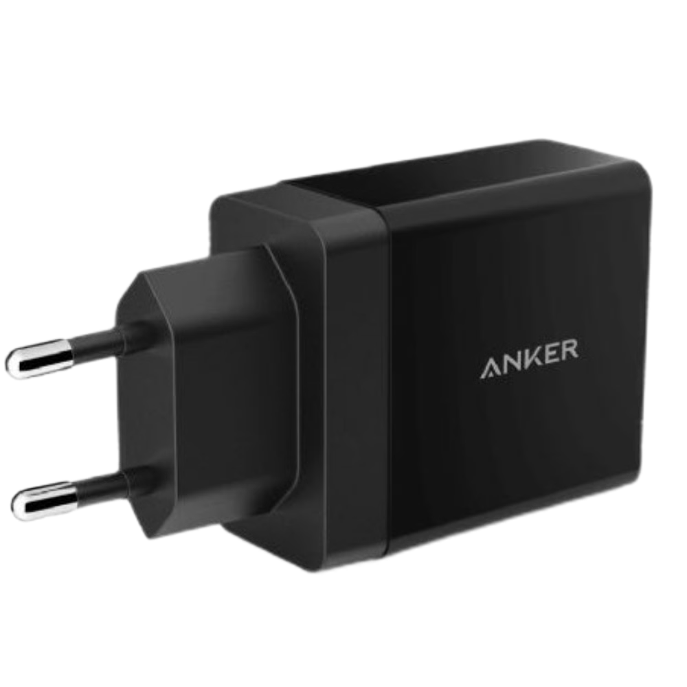 מטען קיר Anker PowerPort 24W USB- צבע שחור שנה אחריות ע"י - יבואן הרשמי