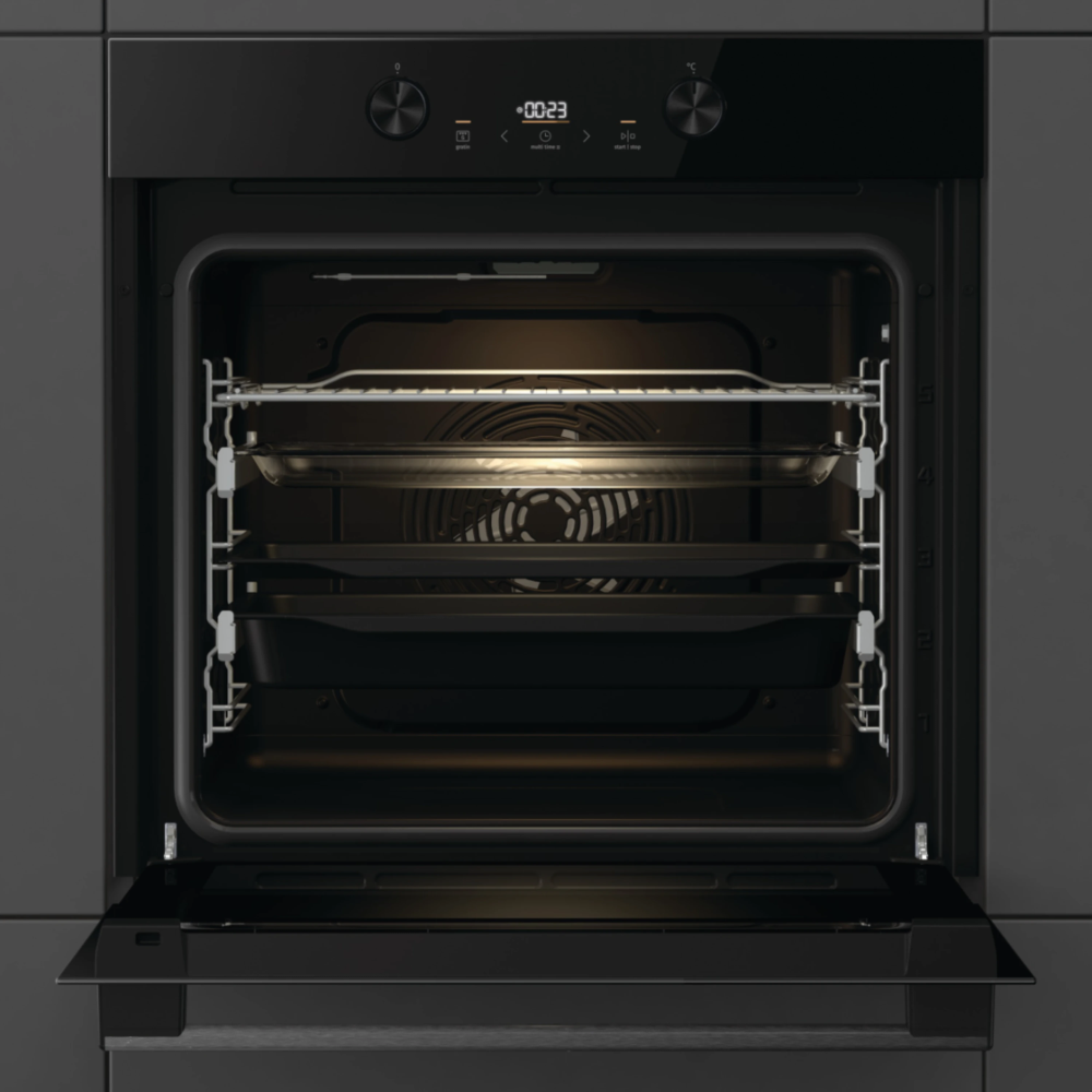 תנור בנוי 77 ליטר 60 ס"מ Gorenje BOS6737E20FBG - גימור זכוכית שחורה חמש שנות אחריות - יבואן רשמי