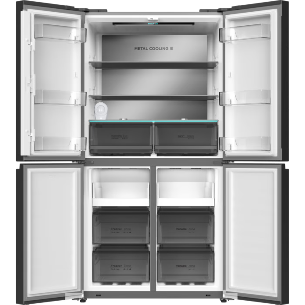 מקרר 4 דלתות 601 ליטר נטו Electra EL6610GBL עם מפסק שבת - גימור זכוכית שחורה אחריות ע"י - יבואן הרשמי