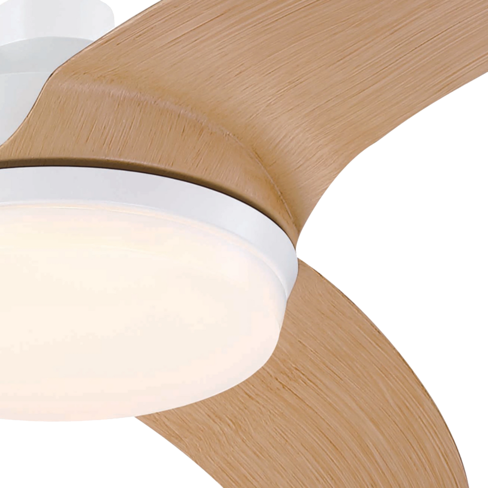 מאוורר תקרה עם שלט Westinghouse Valeria 52" LED CC 36W - צבע לבן בשילוב עץ שנתיים אחריות ע"י - יבואן הרשמי