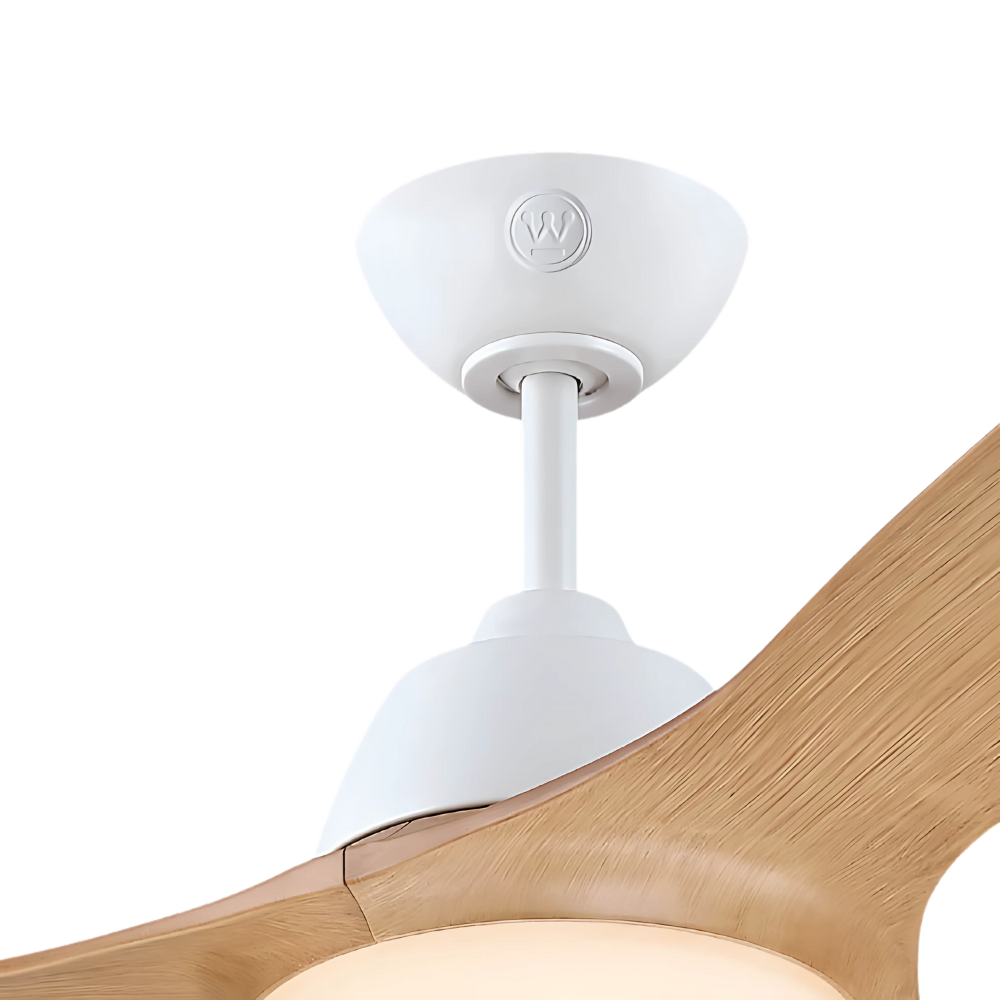 מאוורר תקרה ותאורה פנים/ חוץ עם שלט Westinghouse jessica 52" 24W - צבע לבן בשילוב אלון אחריות ע"י - יבואן הרשמי