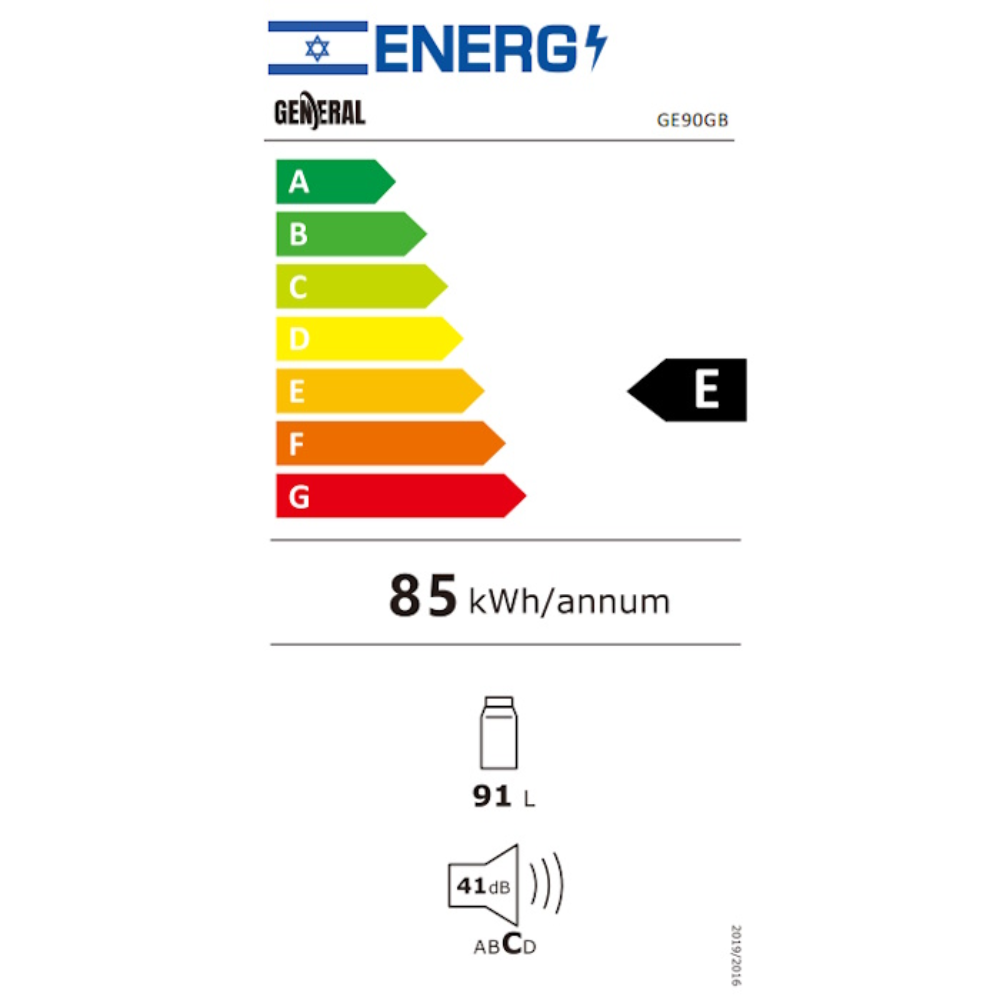 מקרר משרדי - 91 ליטר General GE90GW זכוכית לבנה - יבואן רשמי