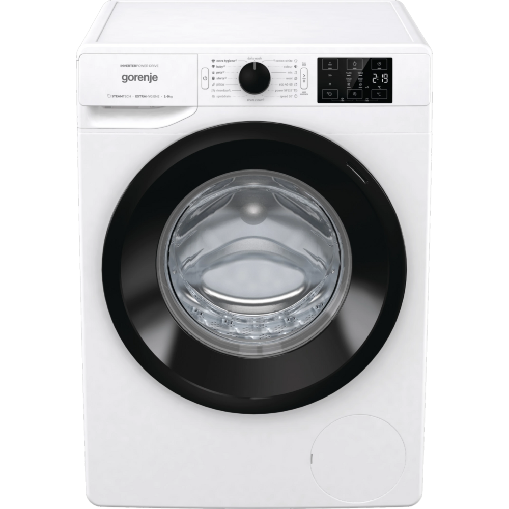 מכונת כביסה פתח חזית 9 ק"ג Gorenje WNEI94AS במהירות 1400 סל"ד - צבע לבן - יבואן רשמי