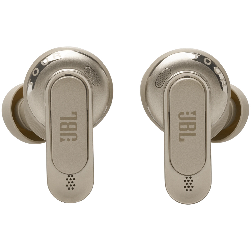 אוזניות אלחוטיות עם כיסוי חכם ומשתיק רעשים JBL Tour Pro 3 TWS - צבע בז שנה אחריות ע"י - יבואן הרשמי