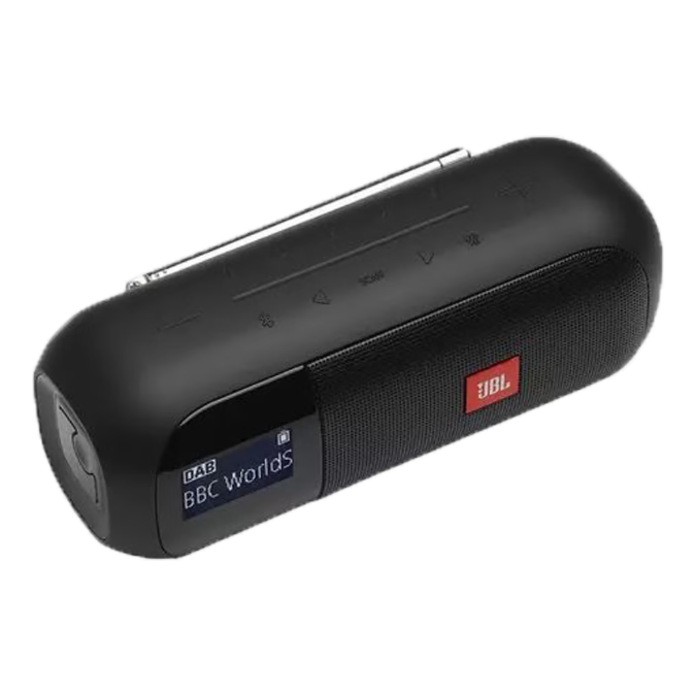 רמקול נייד כולל רדיו JBL Tuner 2 - צבע שחור שנה אחריות ע"י - יבואן הרשמי