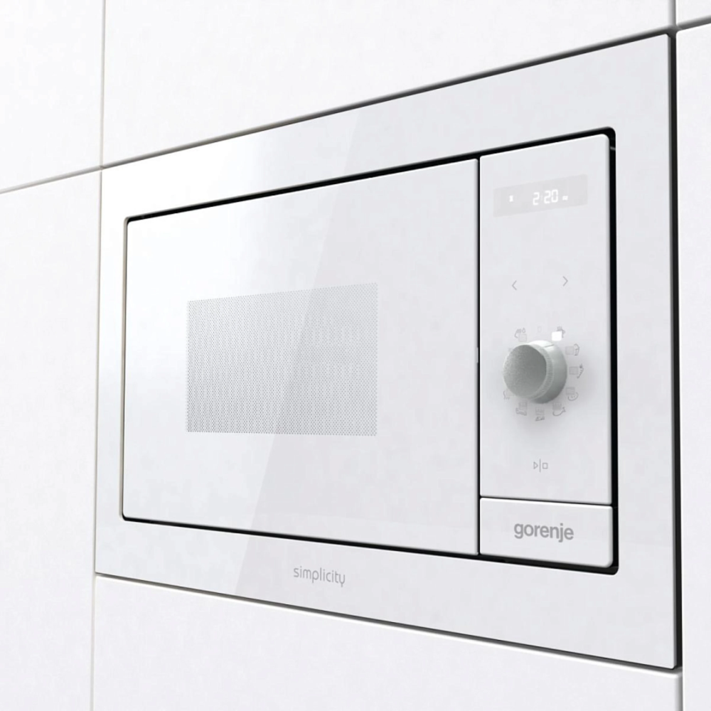 מיקרוגל בנוי אינטגרלי משולב גריל Gorenje BM235G1SYW מסדרת Simplicity - גימור זכוכית לבנה - יבואן רשמי