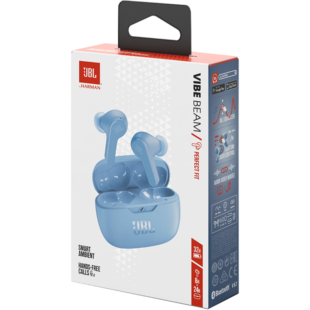 אוזניות אלחוטיות JBL Wave Beam TWS IP54 - צבע כחול שנה אחריות ע"י - יבואן הרשמי