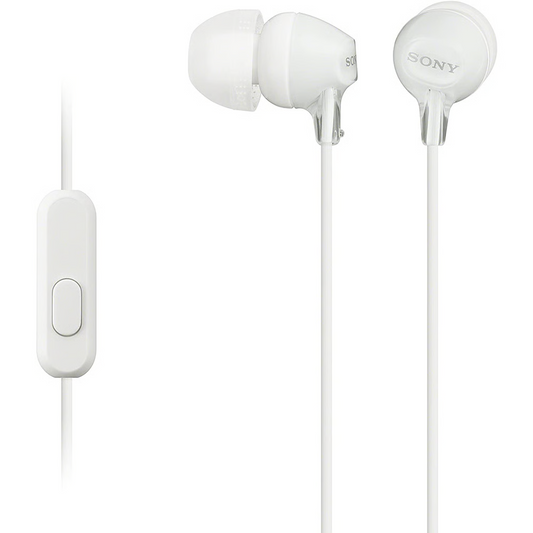 אוזניות חוטיות Sony MDR-EX15AP - צבע לבן שנה אחריות ע"י - יבואן הרשמי