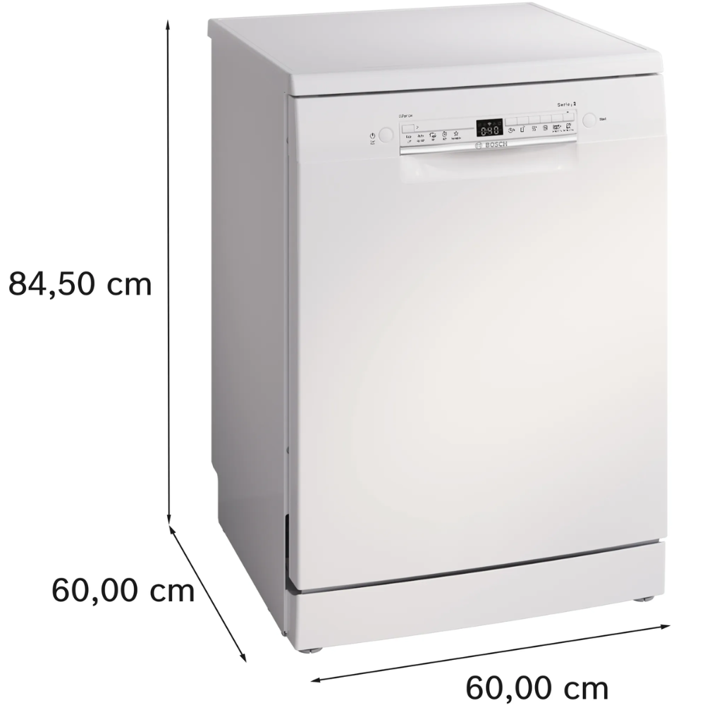 מדיח כלים עומד רחב 60 ס''מ Bosch Serie 2 SMS2HTW02E - צבע לבן - תוצרת פולין - אחריות יבואן רשמי