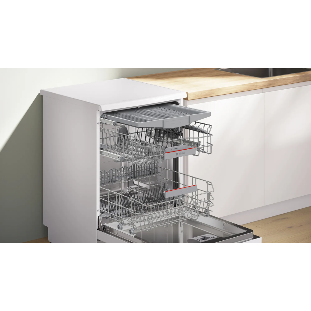 מדיח כלים עומד רחב 60 ס''מ Bosch Series 4 SMS4ECW28E - צבע לבן - תוצרת גרמניה - אחריות יבואן רשמי BSH