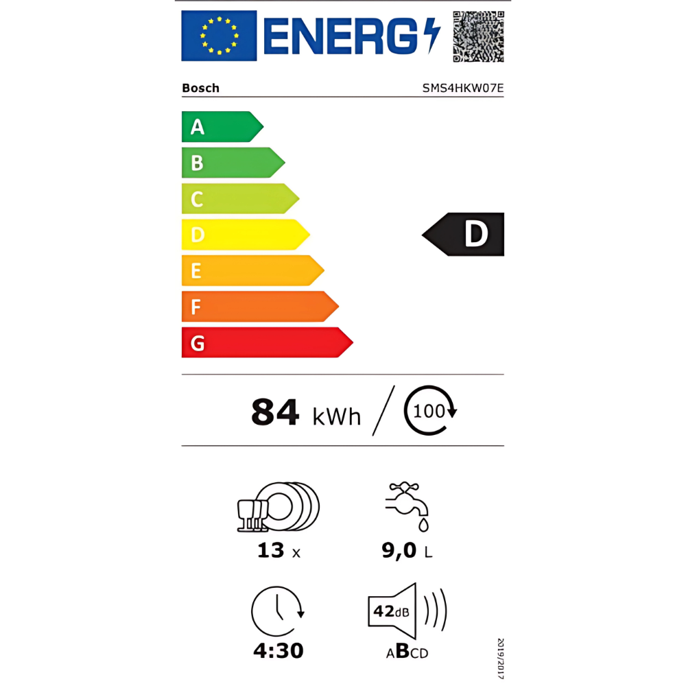 מדיח כלים עומד רחב 60 ס''מ Bosch Series 4 SMS4HKW07E - צבע לבן - תוצרת פולין - אחריות יבואן רשמי BSH