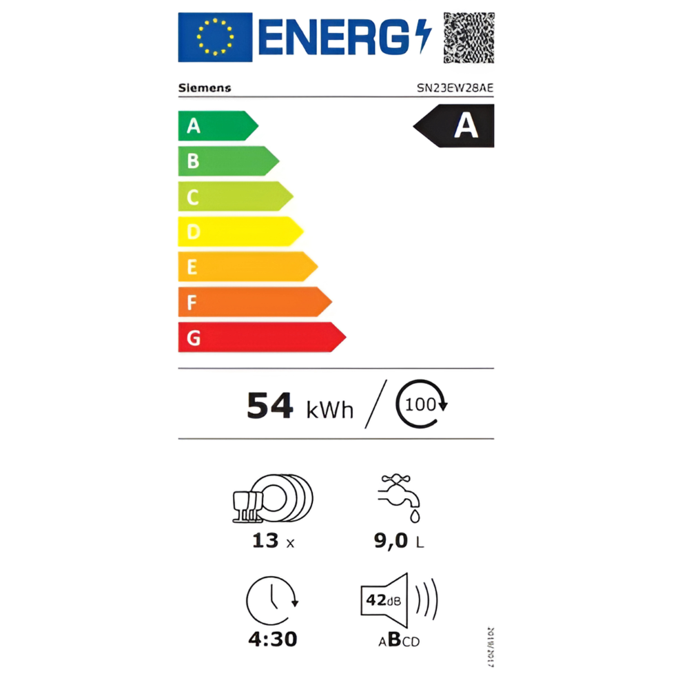 מדיח כלים עומד רחב 60 ס"מ Siemens IQ300 SN23EW28AE - צבע לבן - יבואן רשמי