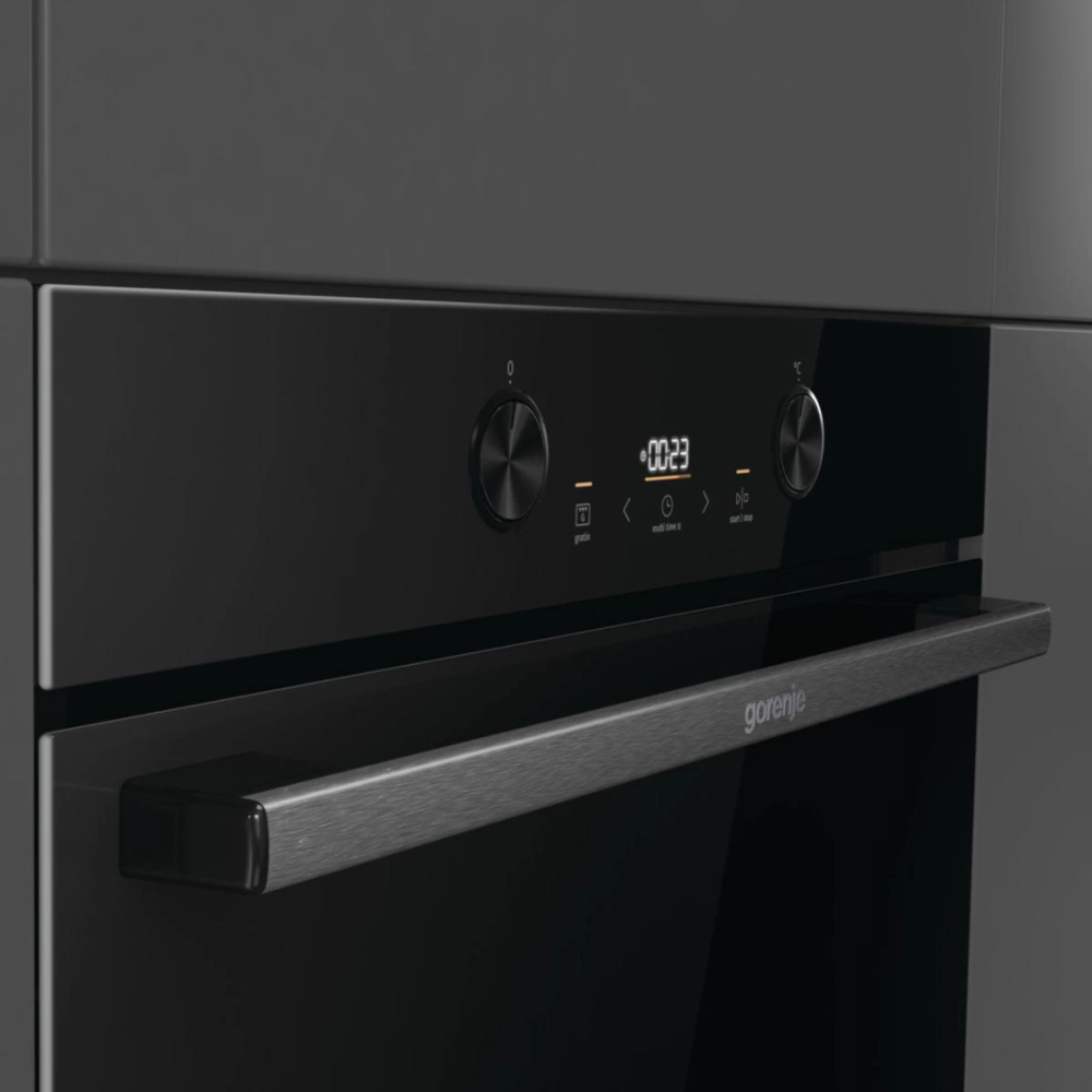 תנור בנוי 77 ליטר 60 ס"מ Gorenje BOS6737E20FBG - גימור זכוכית שחורה חמש שנות אחריות - יבואן רשמי