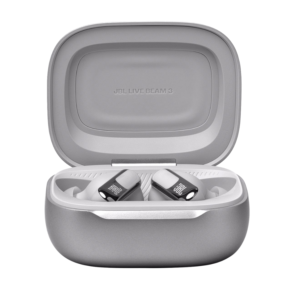 אוזניות אלחוטיות עם מארז טעינה חכם JBL Live Beam 3 TWS ANC IP55 - צבע כסוף שנה אחריות ע"י - יבואן הרשמי