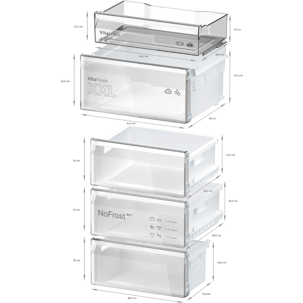 מקרר מקפיא תחתון – 321 ליטר Bosch דגם Serie 4 KGN36VXCT - יבואן רשמי
