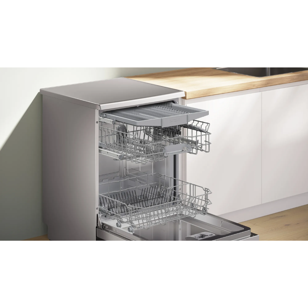 מדיח כלים רחב עומד Bosch Serie 2 SMS2HVI02E - דמוי נירוסטה - תוצרת פולין - אחריות יבואן רשמי