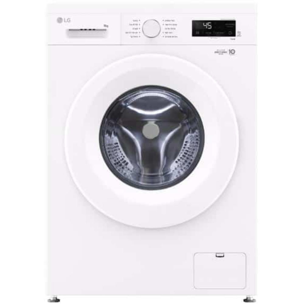 מכונת כביסה פתח חזית אינוורטר 9 ק''ג 1400 סל''ד LG VB9014WH - צבע לבן - יבואן רשמי